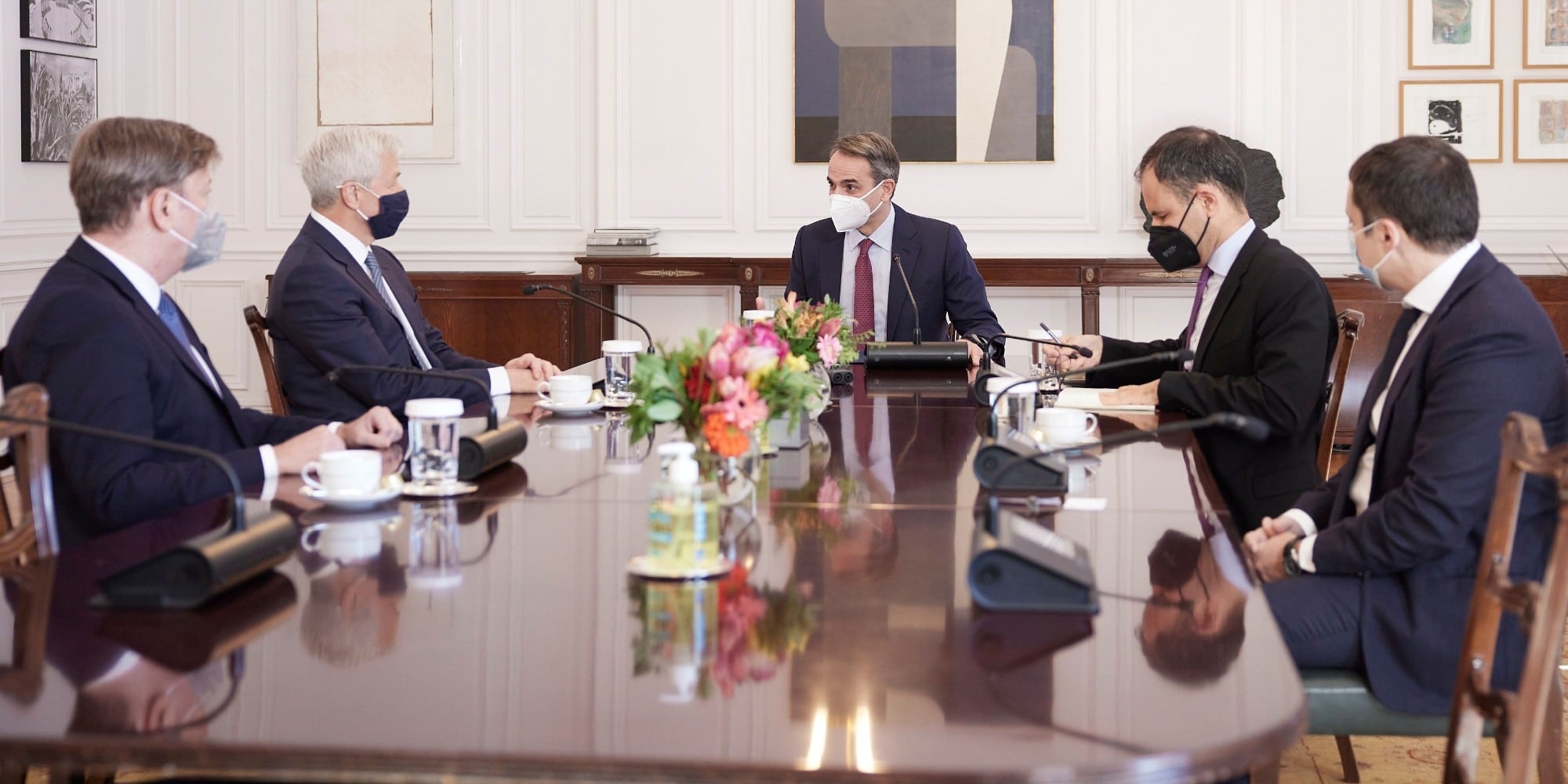 Ο Κυριάκος Μητσοτάκης με τον επικεφαλής της JPMorgan