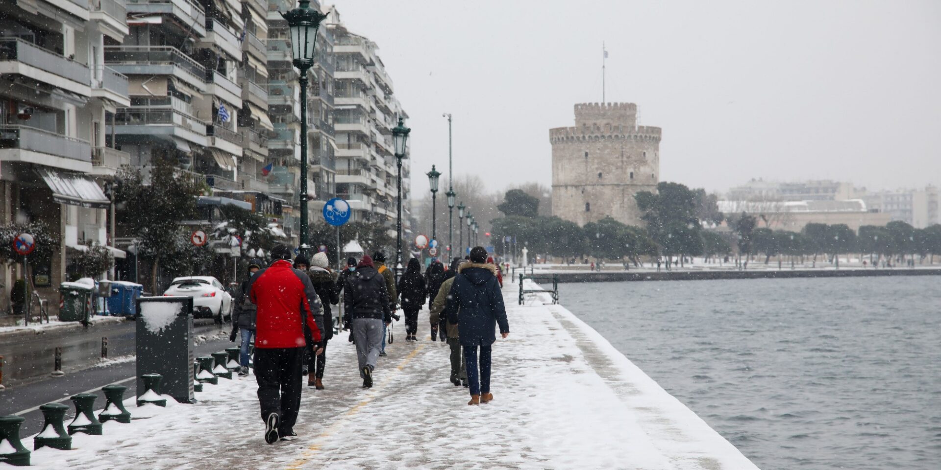 Χιόνι στην παραλία Θεσσαλονίκης
