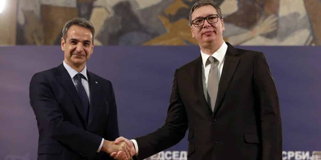 Ο πρωθυπουργός Κυριάκος Μητσοτάκης με τον Πρόεδρο της Σερβίας Αλεξάνταρ Βούτσιτς / Φωτογραφία:ΑΠΕ-ΜΠΕ