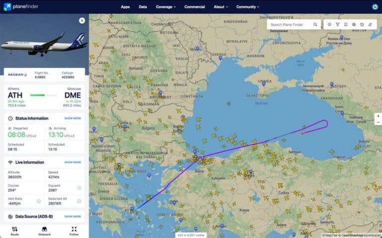Aegean: Πτήση που είχε προορισμό τη Μόσχα επιστρέφει στο «Ελ. Βενιζέλος» (εικόνα)