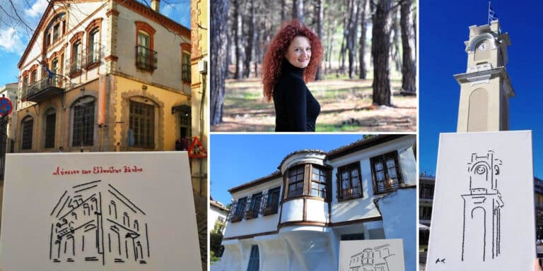 Μια γυναίκα κεντά τις ομορφιές της Ξάνθης σε καμβά – Από το σπίτι του Χατζηδάκι, ως το ρολόι της πόλης (εικόνες)