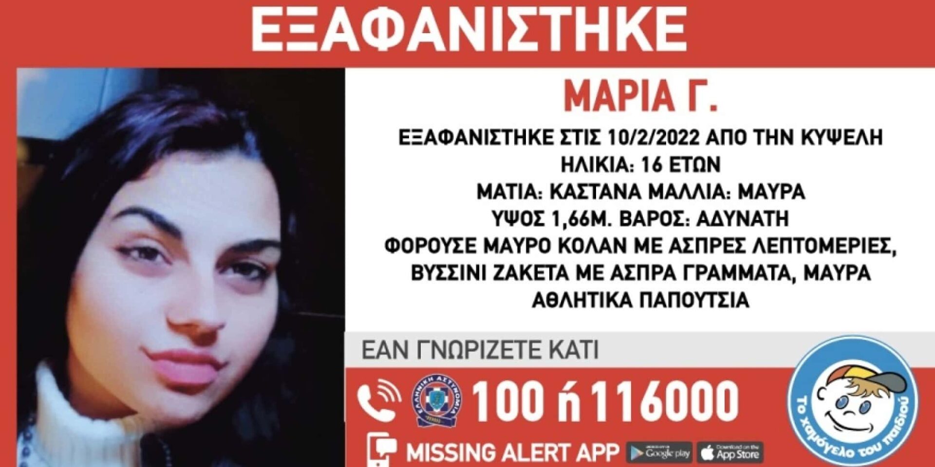 Η 16χρονη που εξαφανίστηκε στην Κυψέλη
