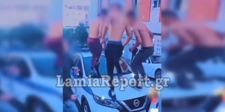 Νεαροί «ποζάρουν» σε καπό περιπολικού στη Λαμία – Σάλος στο Twitter (βίντεο)