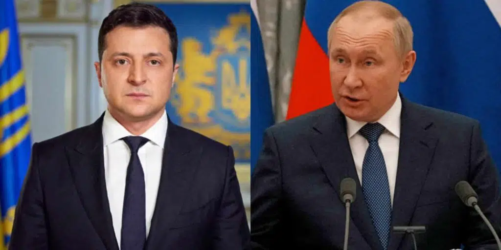 Ο Ουκρανός πρόεδρος Ζελένσκι και ο Ρώσος πρόεδρος Πούτιν