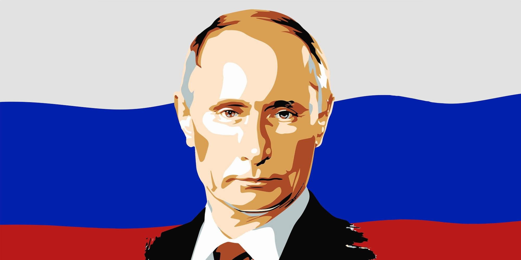 Ο Βλαντιμίρ Πούτιν με φόντο σημαία της Ρωσίας