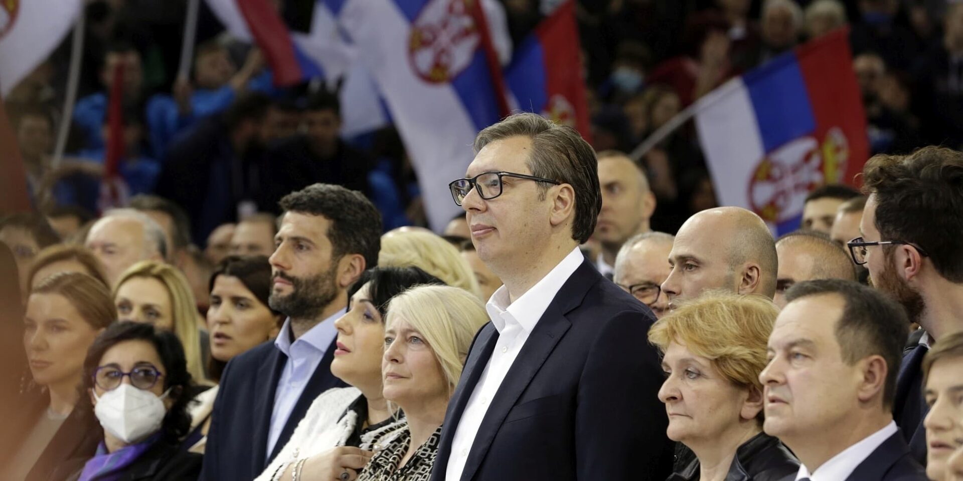 Προεκλογική συγκέντρωση του Αλεξάνταρ Βούτσιτς στο Βελιγράδι/ Φωτογραφία: ΑΠΕ-ΜΠΕ