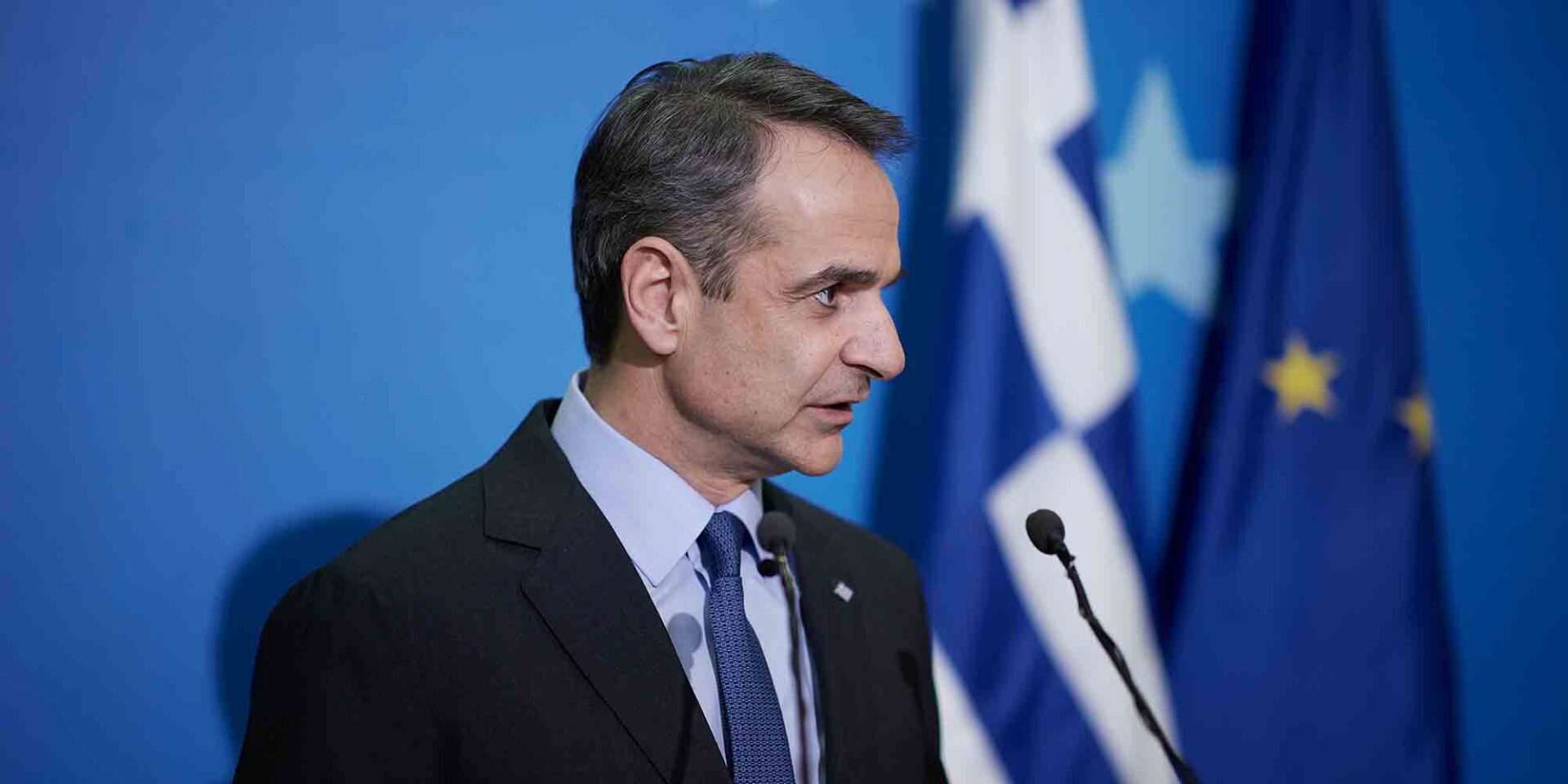 Ο Κυριάκος Μητσοτάκης στη συνέντευξη Τύπου μετά το τέλος της Συνόδου Κορυφής