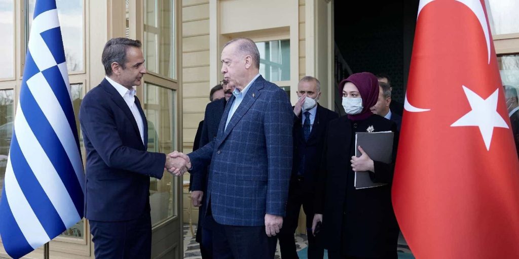 Ο Κυριάκος Μητσοτάκης και ο Ταγίπ Ερντογάν στην επίσκεψη του πρωθυπουργού στην Τουρκία