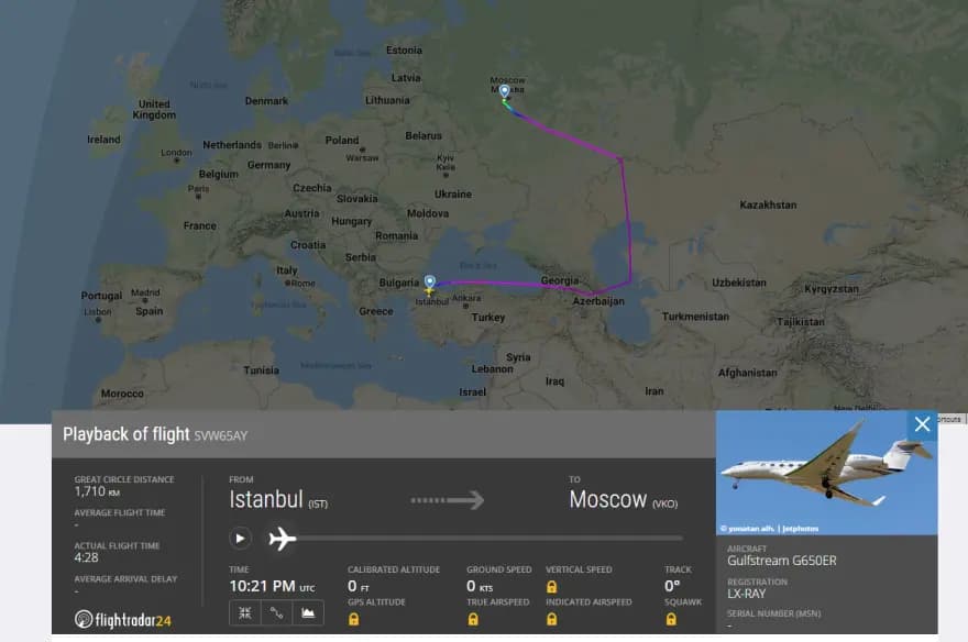 Προσγειώθηκε στη Μόσχα το ιδιωτικό αεροσκάφος του Αμπράμοβιτς - Πάνω από τέσσερις ώρες η πτήση από Κωνσταντινούπολη (εικόνες)