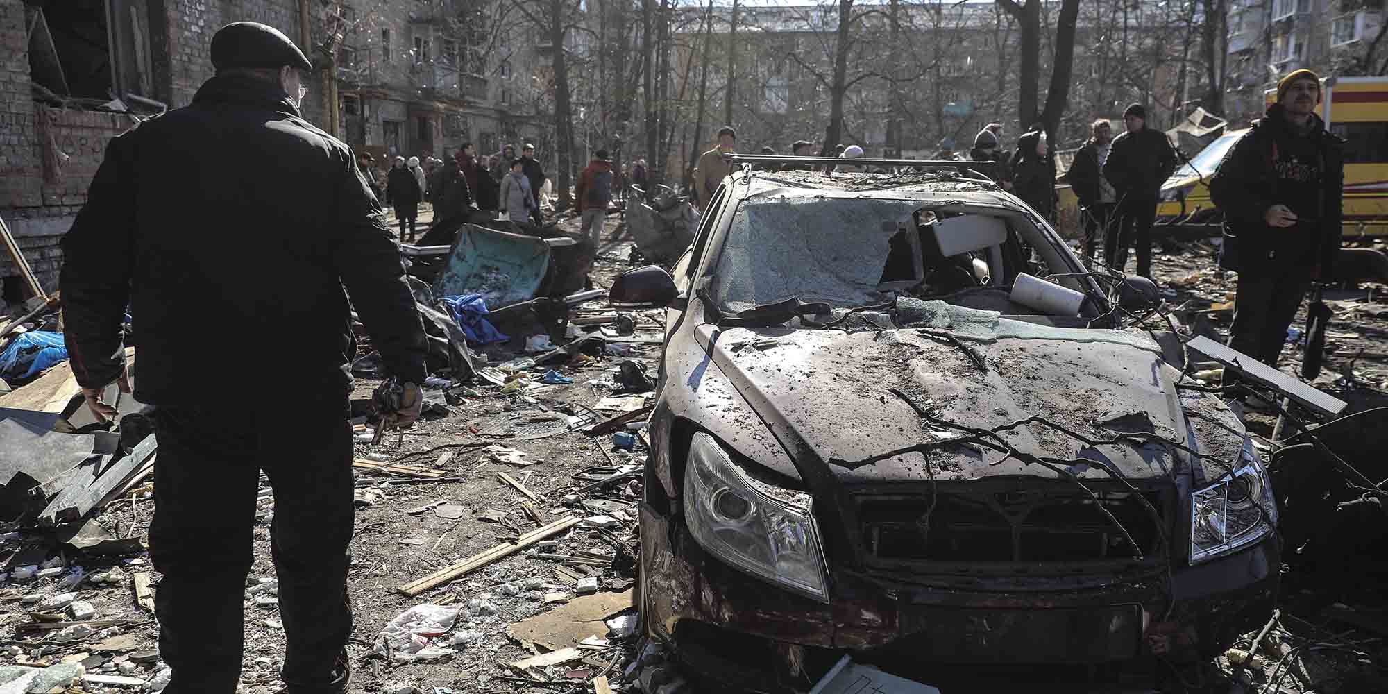 Βομβαρδισμένο σημείο στην Ουκρανία