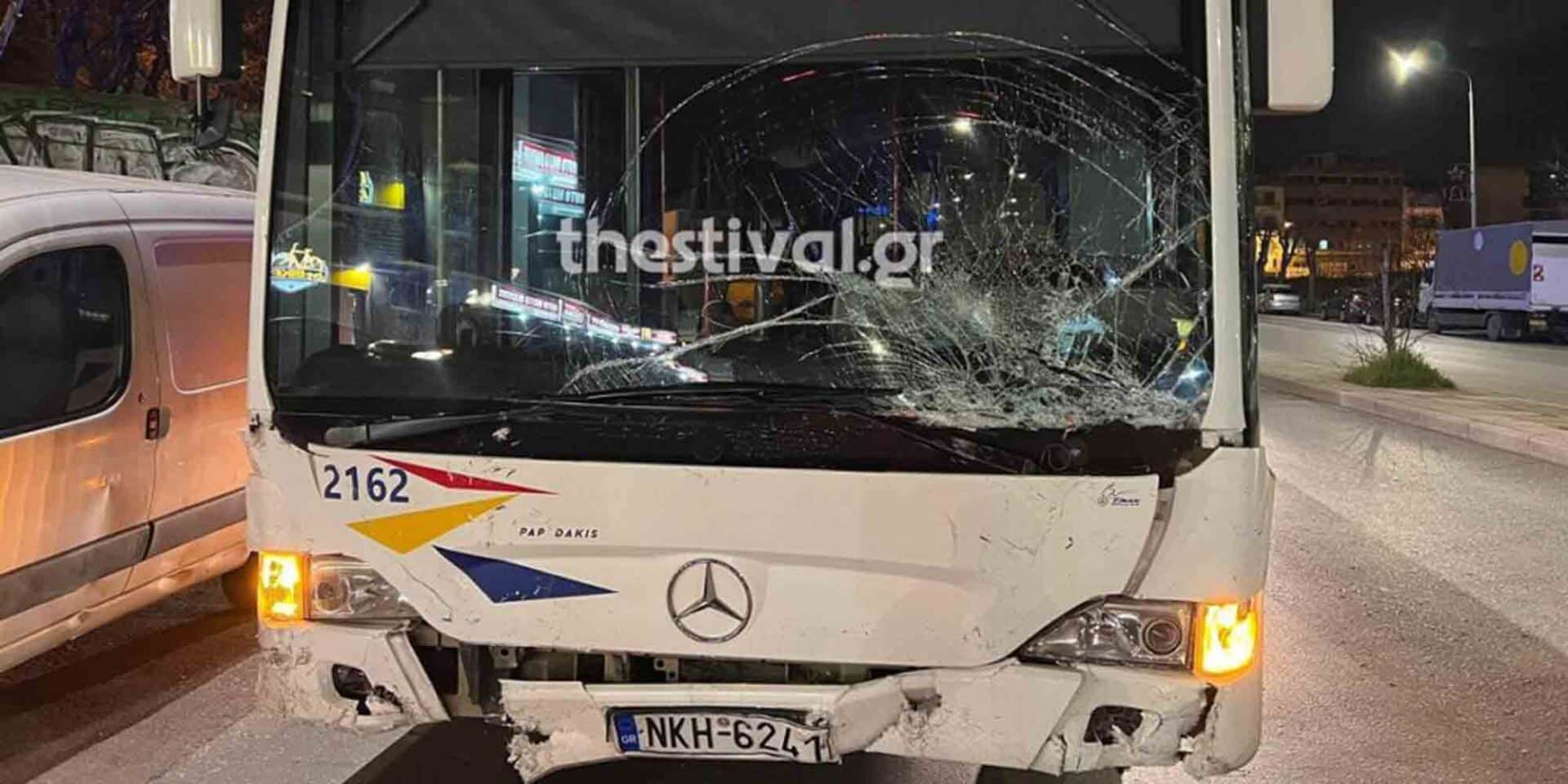 Το λεωφορείο της γραμμής που έφυγε από την πορεία του στη Θεσσαλονίκη