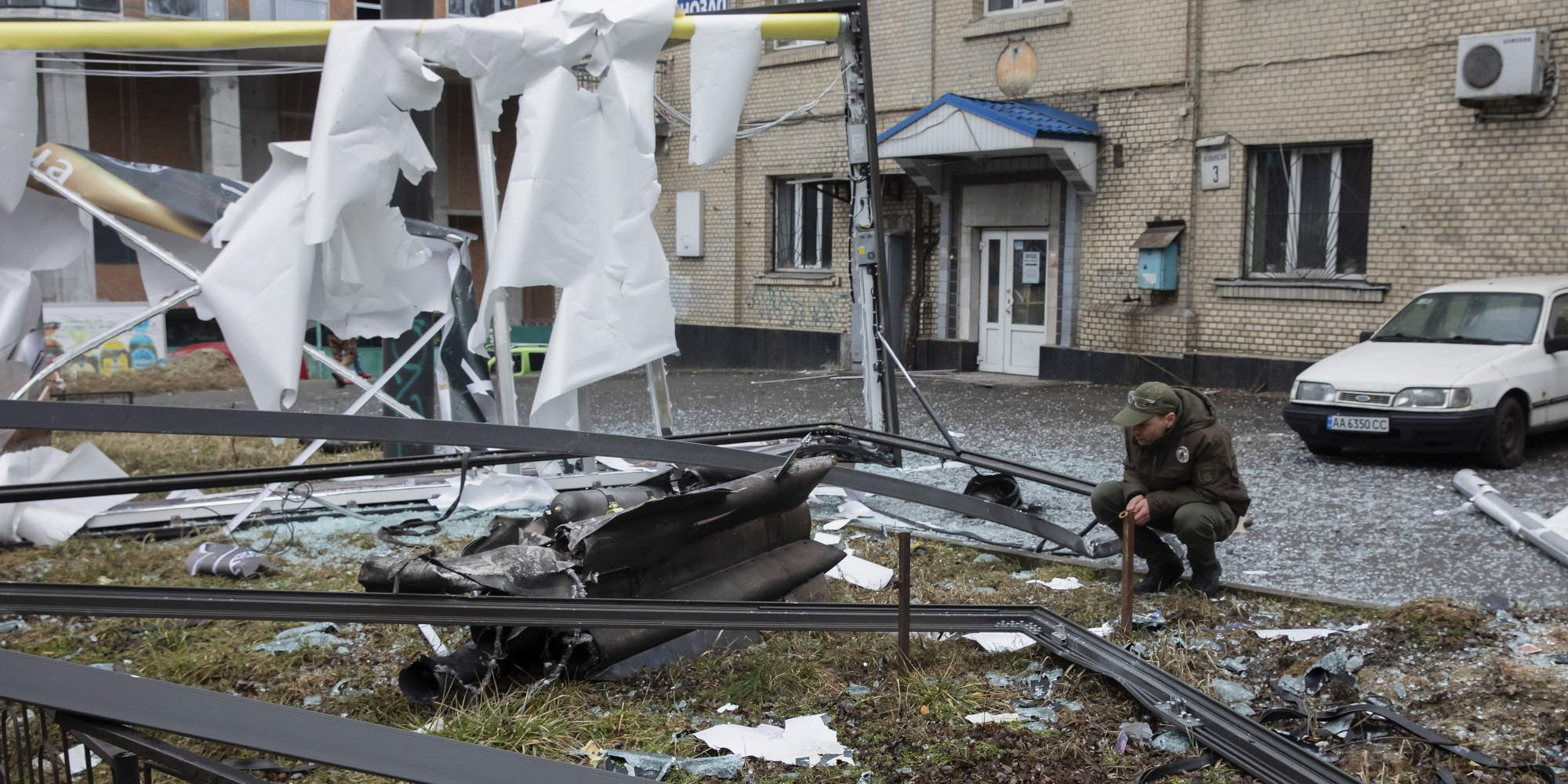 Βομβαρδισμένο μέρος στο Κίεβο της Ουκρανίας