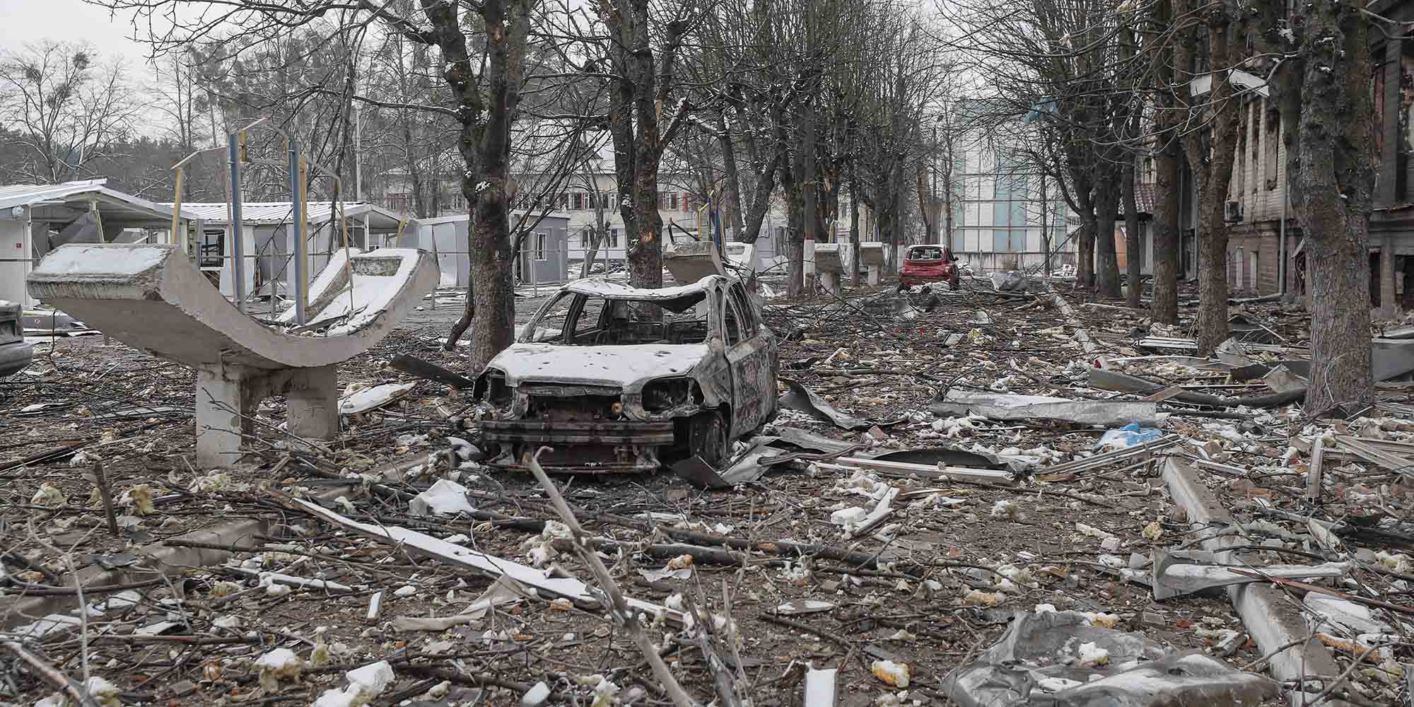 Βομβαρδισμένη περιοχή στην Ουκρανία