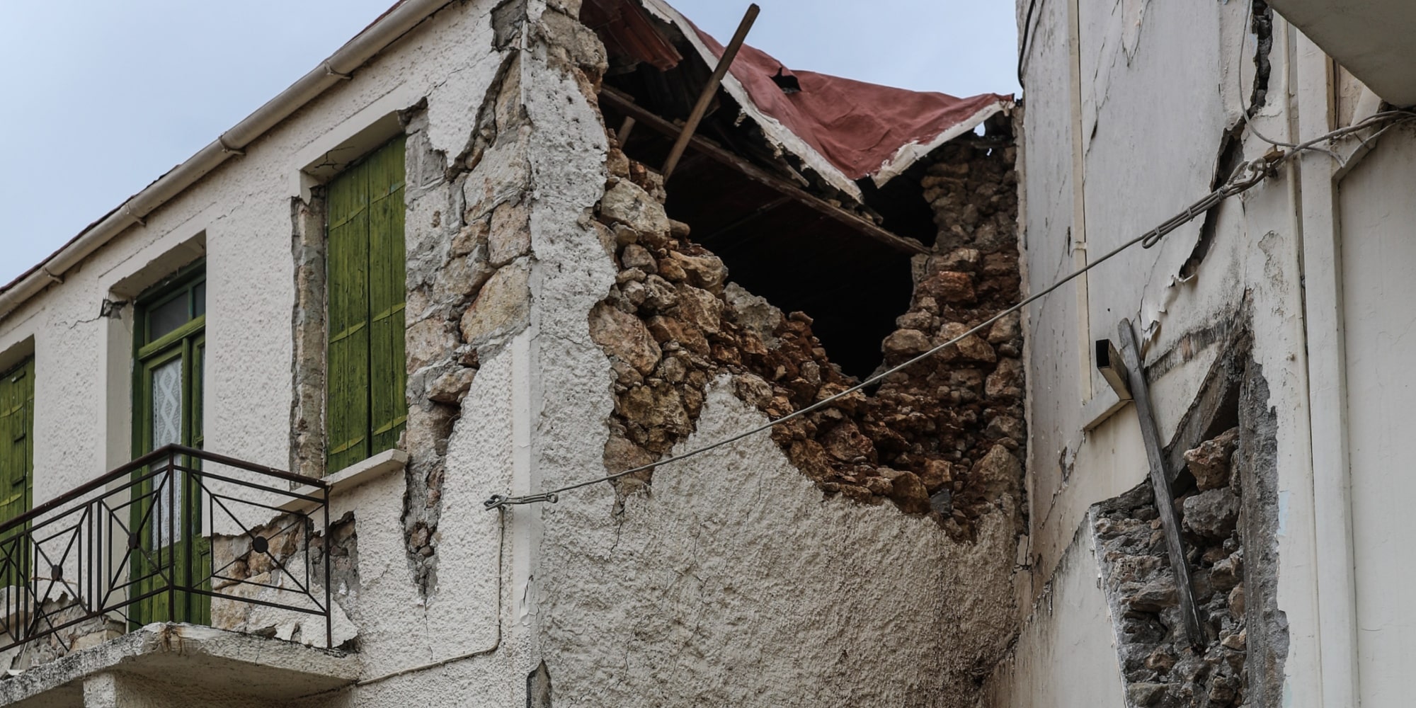 Σπίτι στο Ηράκλειο Κρήτης που χτυπήθηκε από τον σεισμό