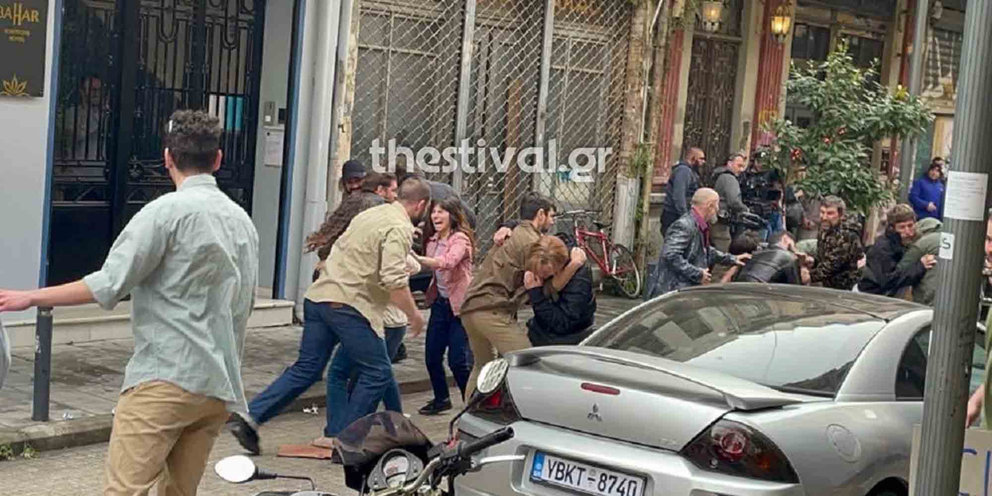 Σκηνές βίας από την ταινία που γυρίζουν στη Θεσσαλονίκη