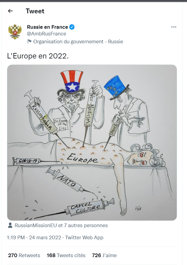 Το τουιτάρισμα της Ρωσικής πρεσβείας για την Ευρώπη