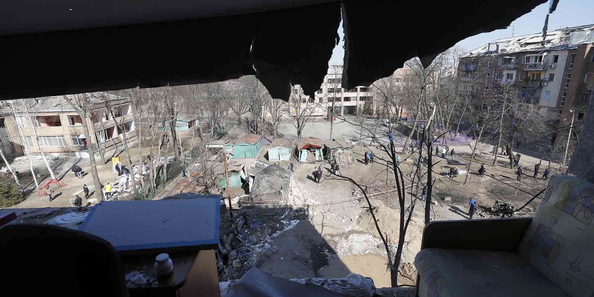 Βομβαρδισμένη πολυκατοικία στην Ουκρανία