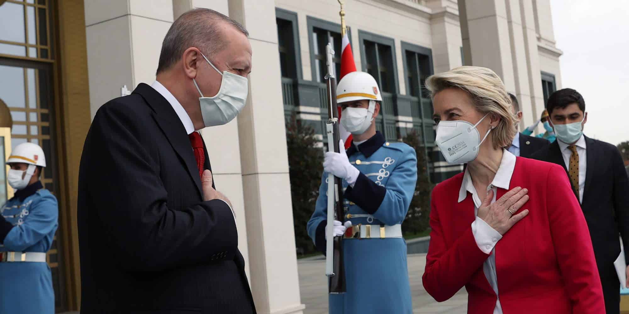 Ο Τούρκος πρόεδρος Ρετζέπ Ταγίπ Ερντογάν με την πρόεδρο της Κομισιόν, Ούρσουλα Φον Ντερ Λάιεν