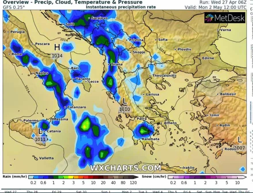 Καιρός: Με βροχές και πτώση της θερμοκρασίας το τριήμερο της Πρωτομαγιάς - Πού θα πέσουν λασποβροχές (εικόνα & βίντεο)