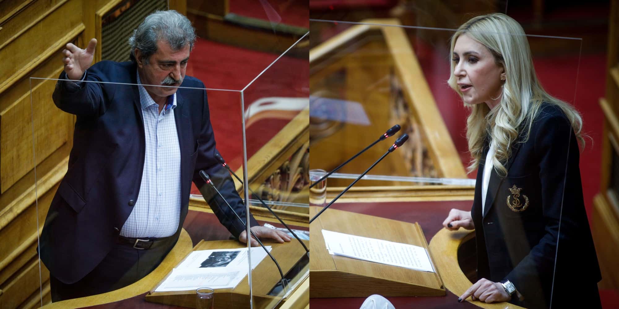 Ο Παύλος Πολάκης και η Φωτεινή Αραμπατζή στη Βουλή