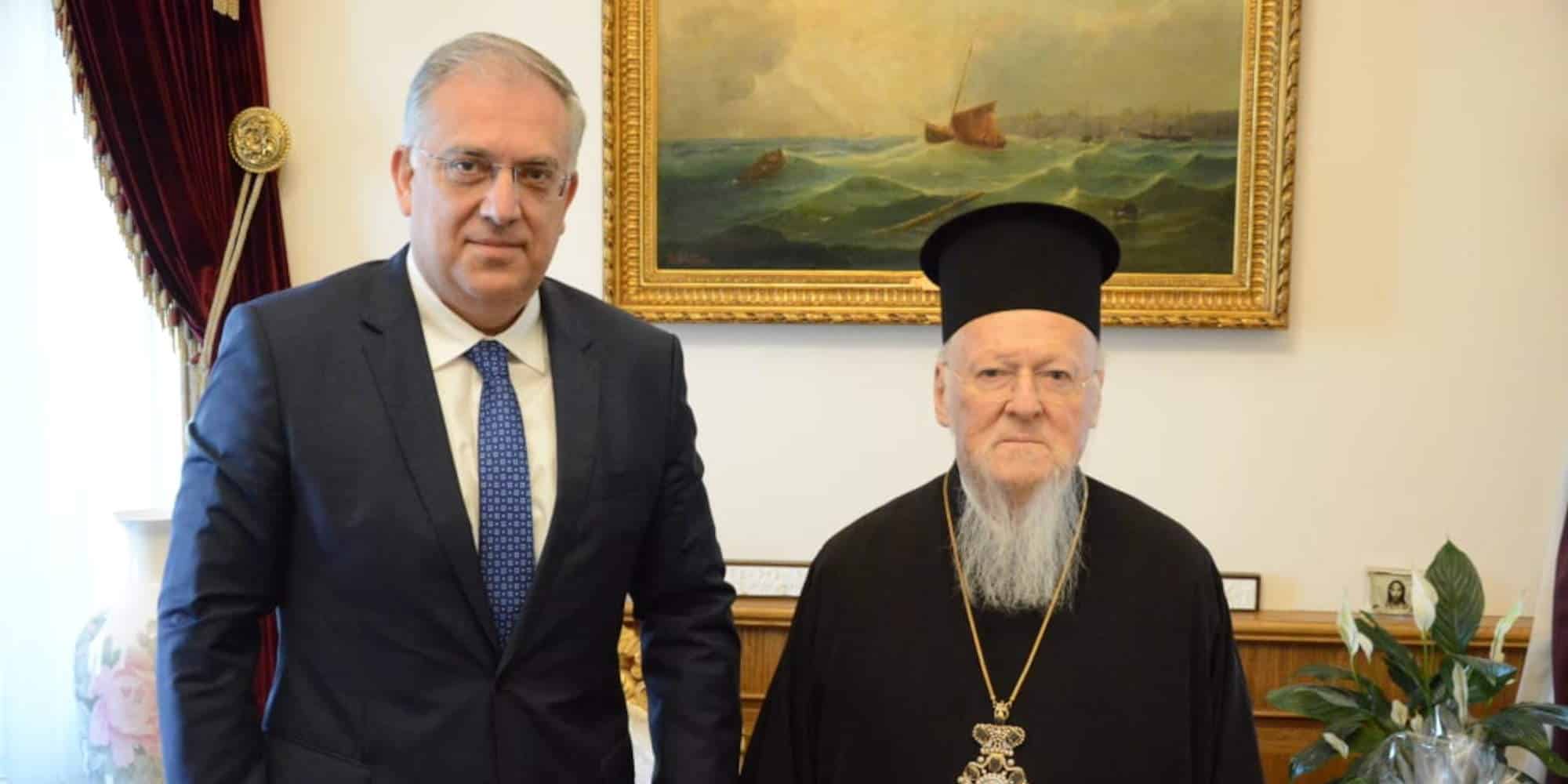 Ο υπουργός Προστασίας του Πολίτη Τάκης Θεοδωρικάκος με τον Οικουμενικό Πατριάρχη