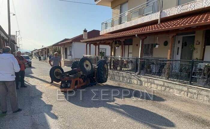 Το τρακτέρ του άτυχου 78χρονου που ανετράπη στις Σέρρες