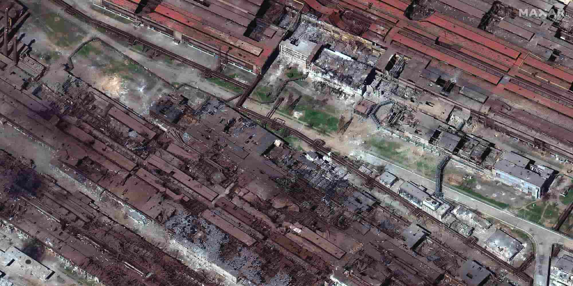 Δορυφορική εικόνα από το εργοστάσιο Αζοφστάλ από την Maxar Technologies/ Φωτογραφία: ΑΠΕ-ΜΠΕ