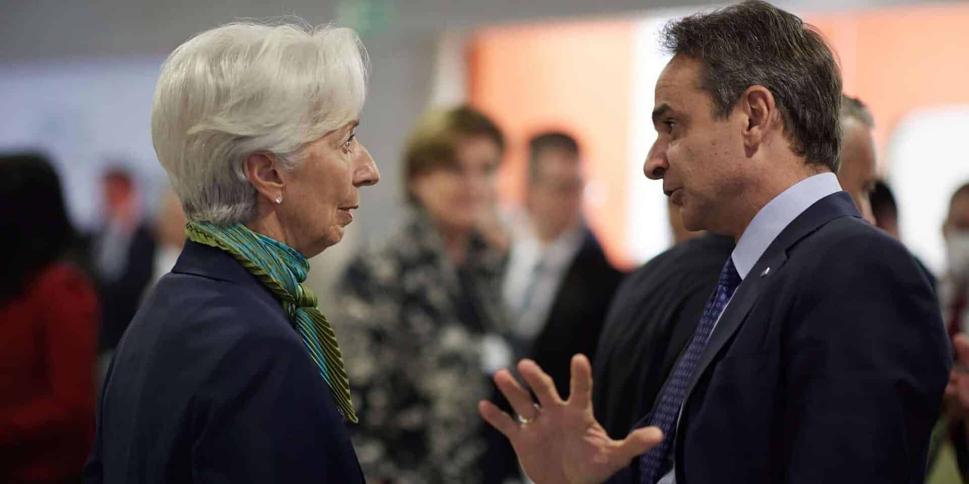 H Κριστίν Λαγκάρντ με τον Κυριάκο Μητσοτάκη στο Νταβός