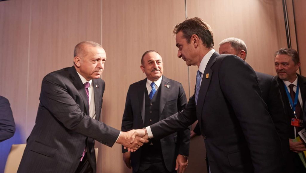 Ο Κυριάκος Μητσοτάκης με τον Τούρκο πρόεδρο, Ρετζέπ Ταγίπ Ερντογάν