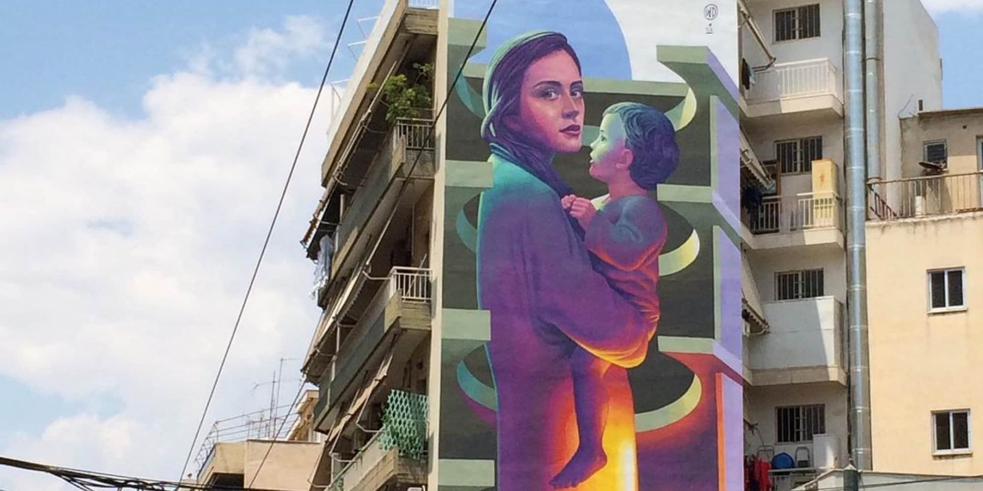 Νέο εντυπωσιακό γκράφιτι στον Βύρωνα για την προσφυγιά και την ειρήνη