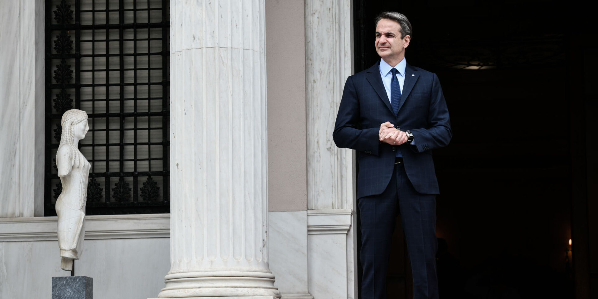 Ο Κυριάκος Μητσοτάκης στο Μαξίμου