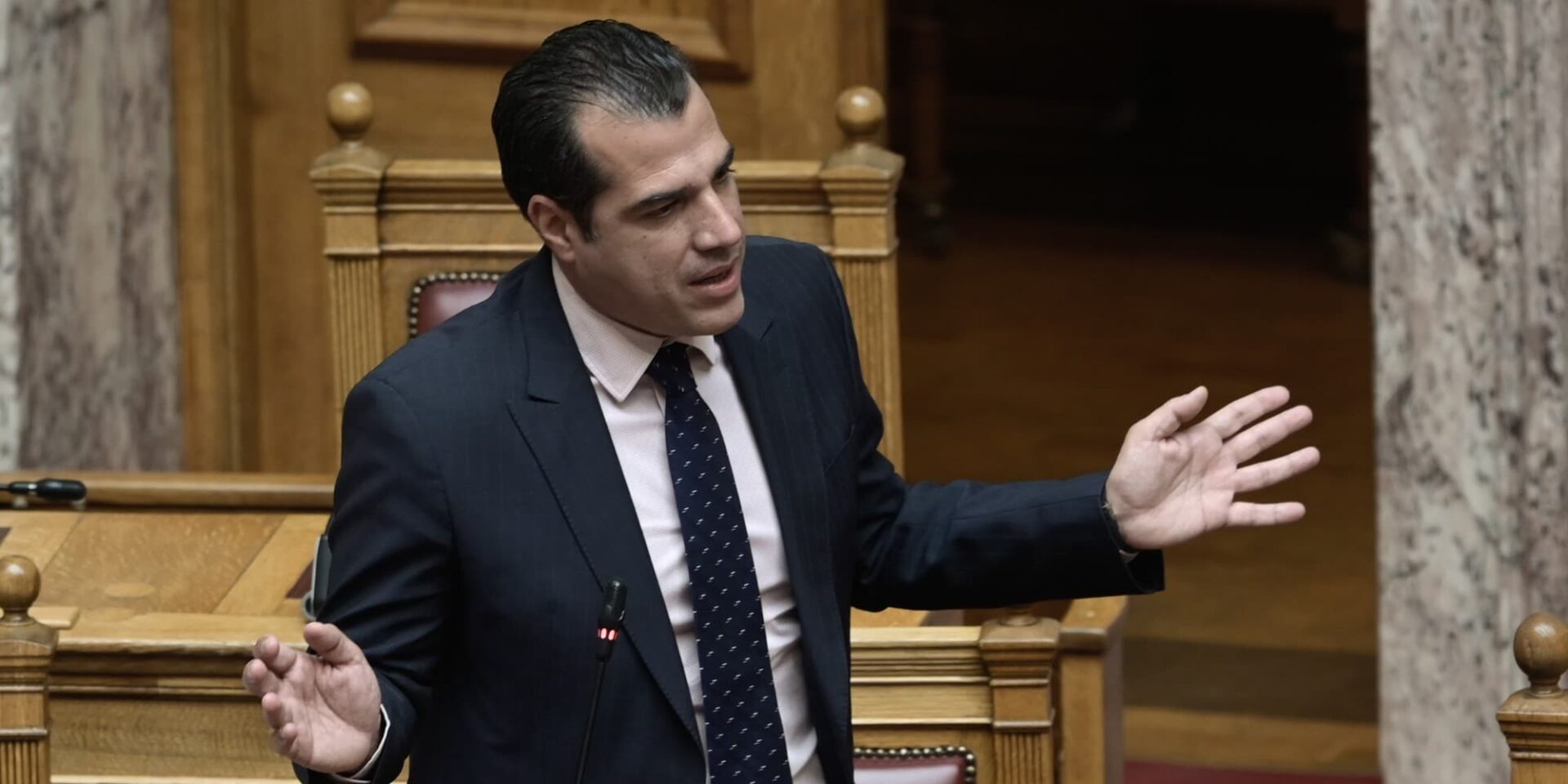 O Θάνος Πλεύρης στην ολομέλεια της Βουλής