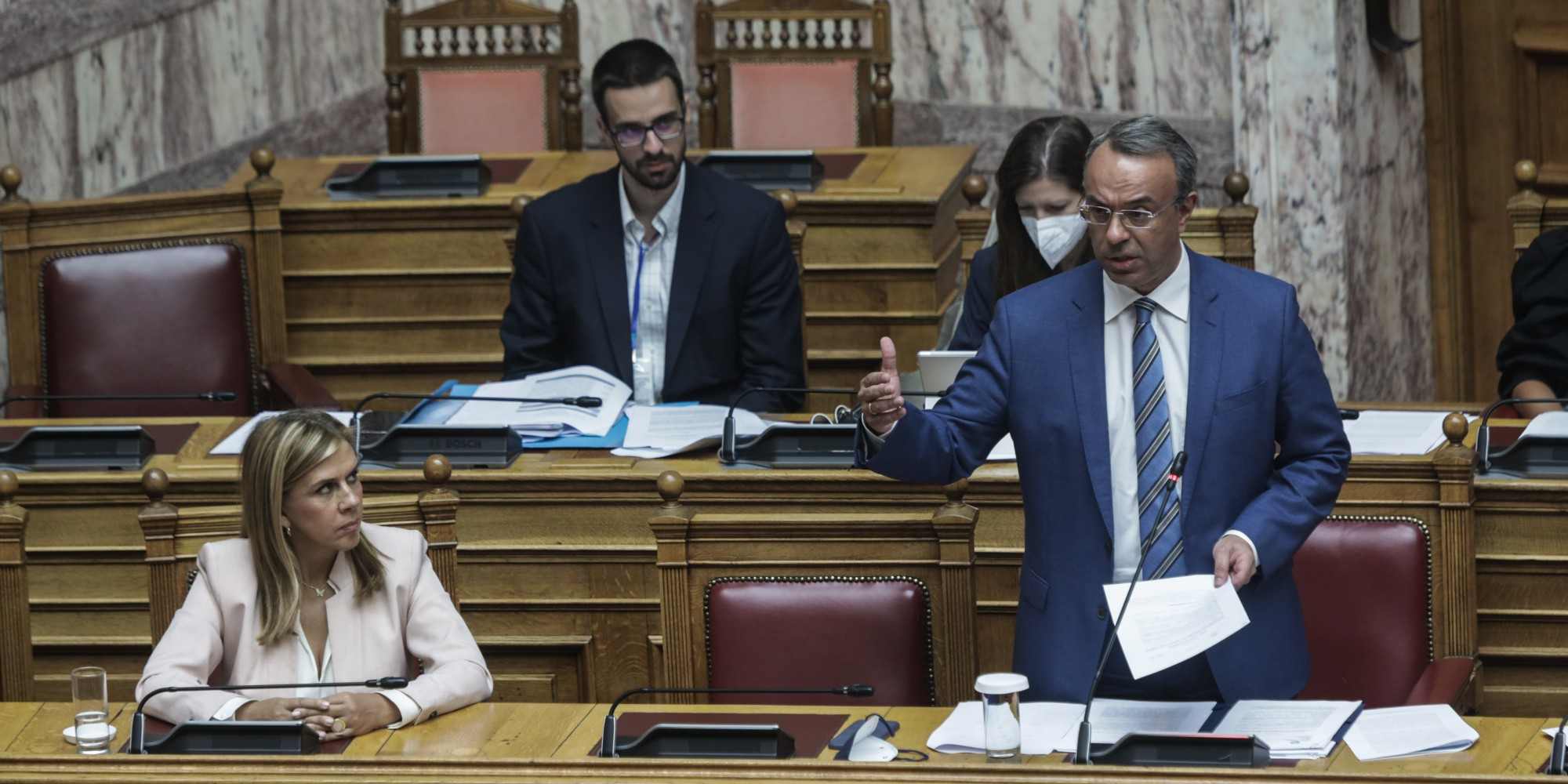 O υπουργός Οικονομικών Χρήστος Σταϊκούρας από το βήμα της Βουλής