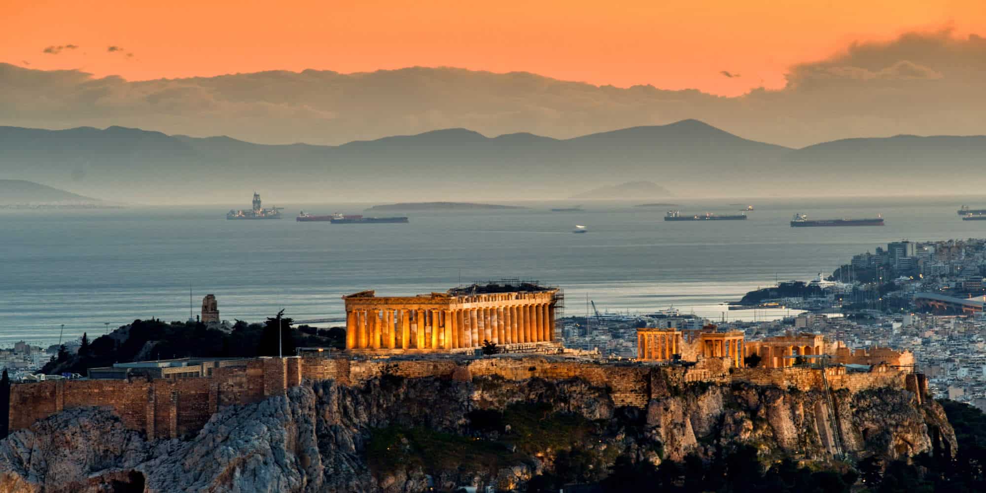 Πανοραμική εικόνα της Ακρόπολης στο ηλιοβασίλεμα - Ελλάδα