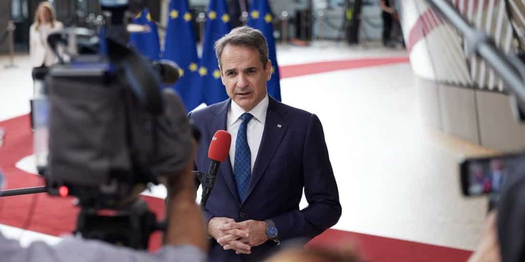 Ο πρωθυπουργός Κυριάκος Μητσοτάκης κάνει δηλώσεις κατά την άφιξή του στη Σύνοδο ΕΕ - Δυτικών Βαλκανίων στις Βρυξέλλες