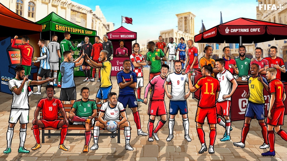 Σκίτσο με τις 32 ομάδες του Μουντιάλ 2022