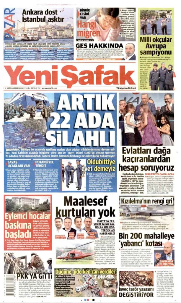 safak 1.jpg - Προκαλούν ξανά τα τουρκικά ΜΜΕ: «Η Τουρκία έχει ακόμα κυριαρχία σε 9 νησιά, όπως η Λέσβος, η Χίος και η Σάμος»  