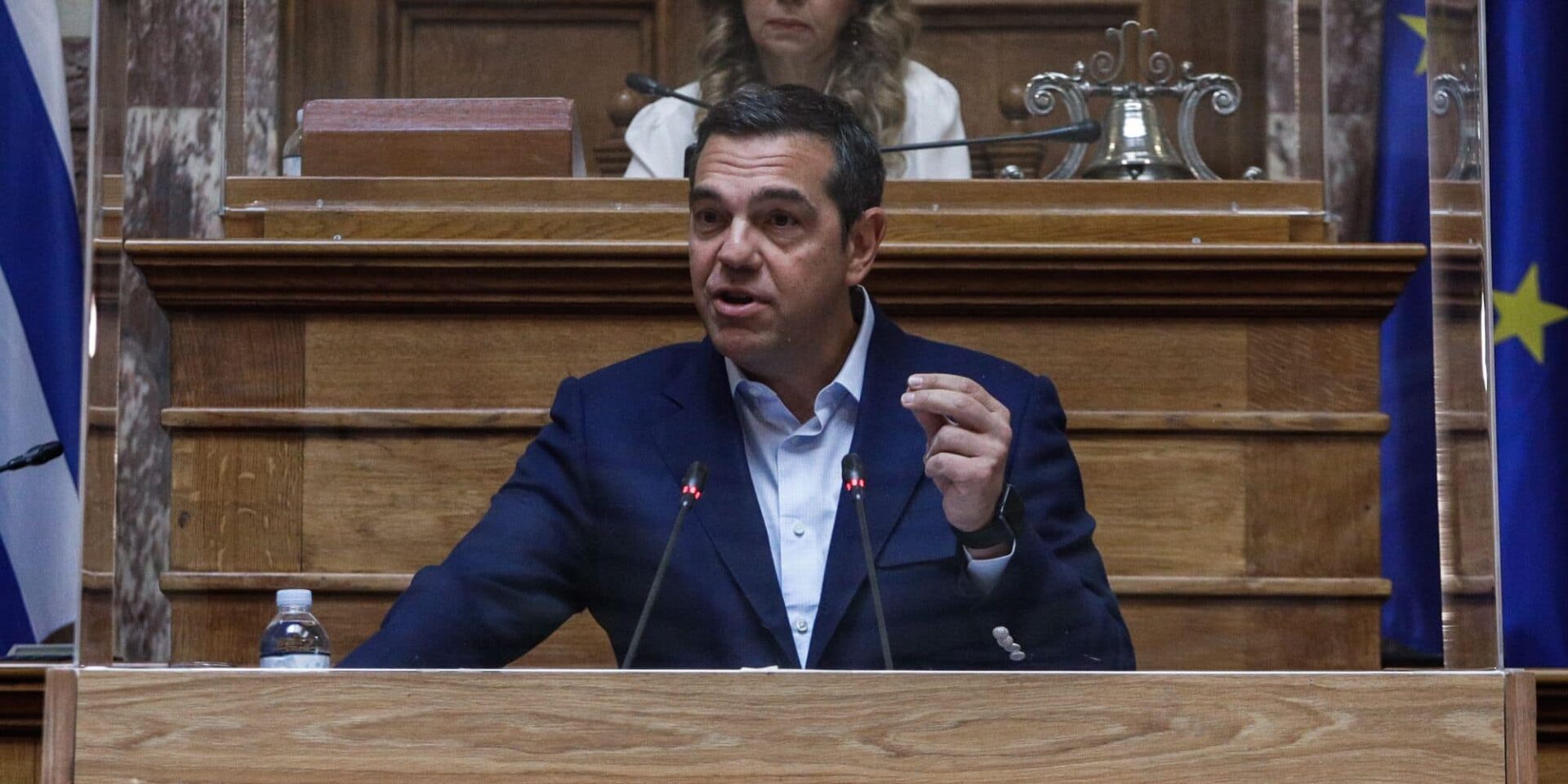 O Αλέξης Τσίπρας στην αίθουσα Γερουσίας της Βουλής