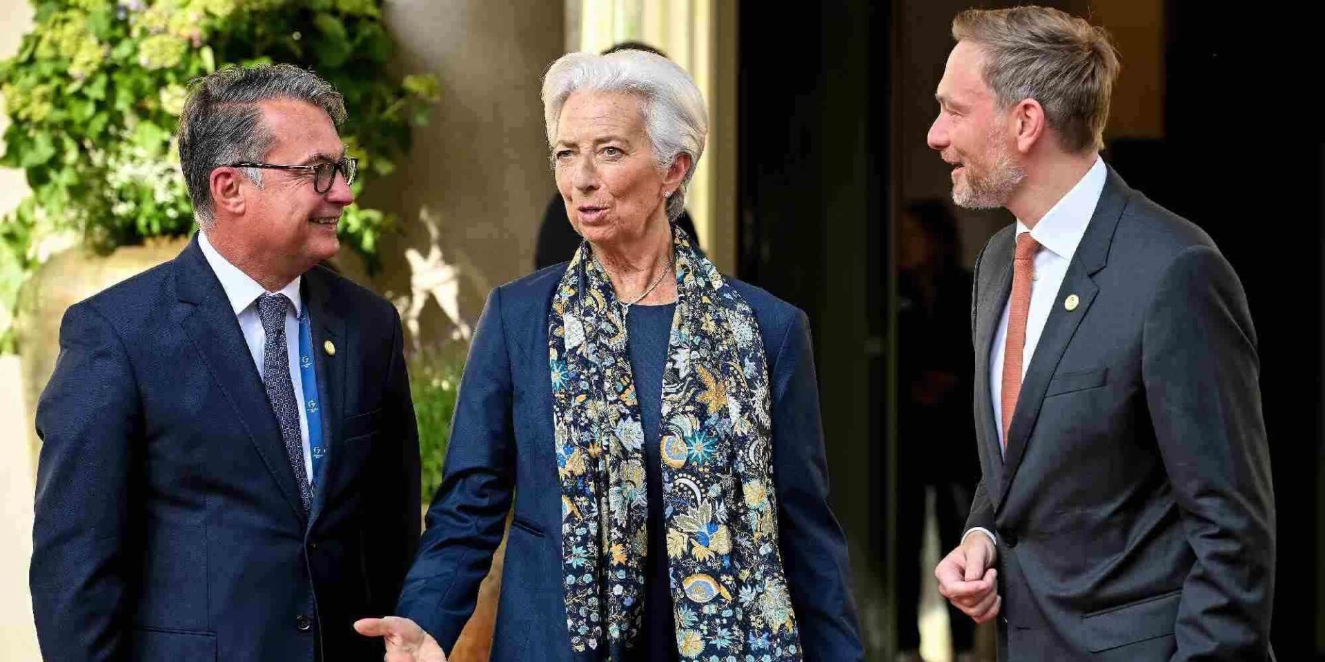 Ο επικεφαλής της Bundesbank Joachim Nagel με την πρόεδρο της ΕΚΤ Κριστίν Λαγκάρντ και και τον υπουργό Οικονομικών της Γερμανίας Κρίστιαν Λίντνερ