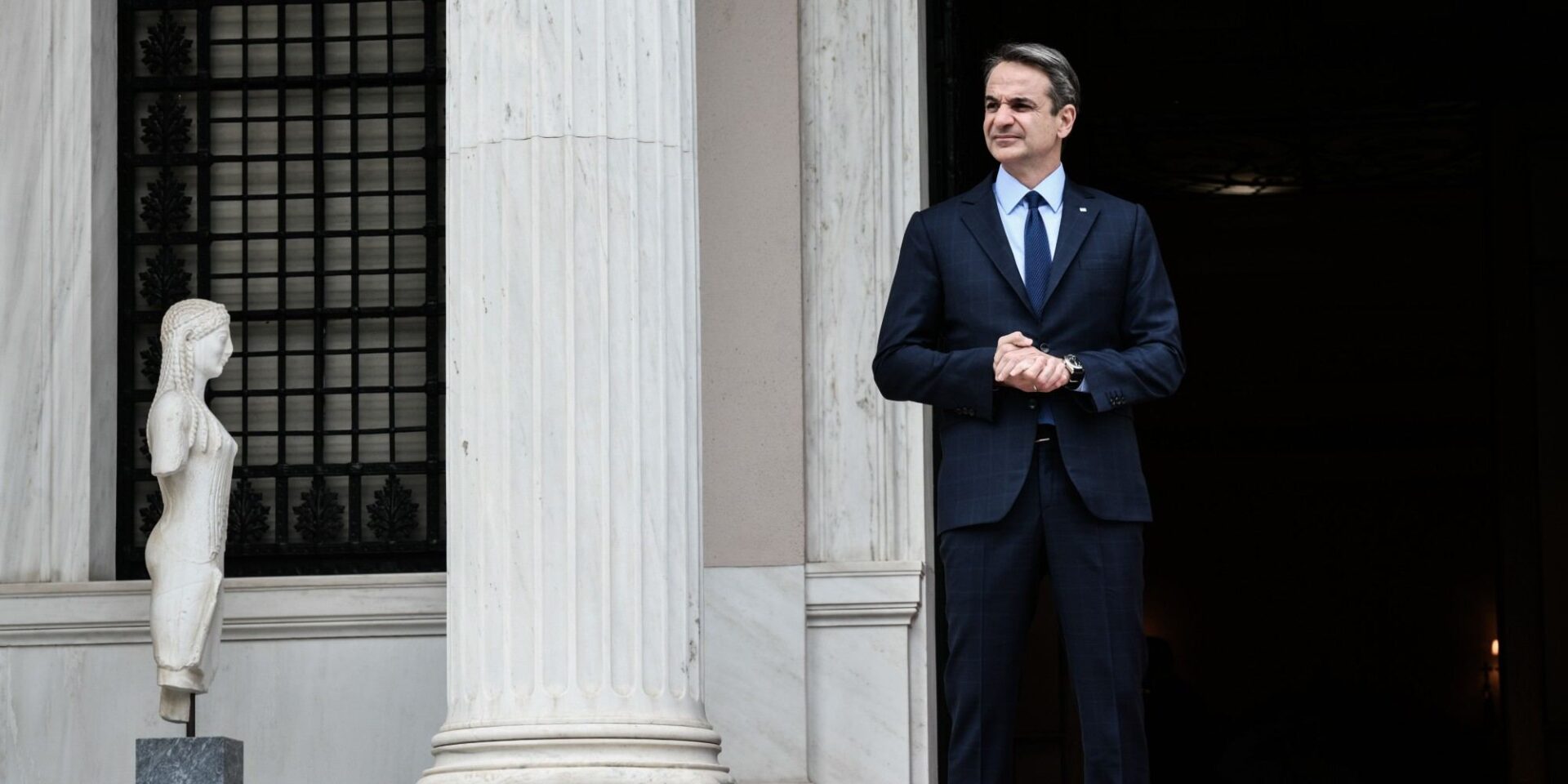 O πρωθυπουργός Κυριάκος Μητσοτάκης στο Μέγαρο Μαξίμου