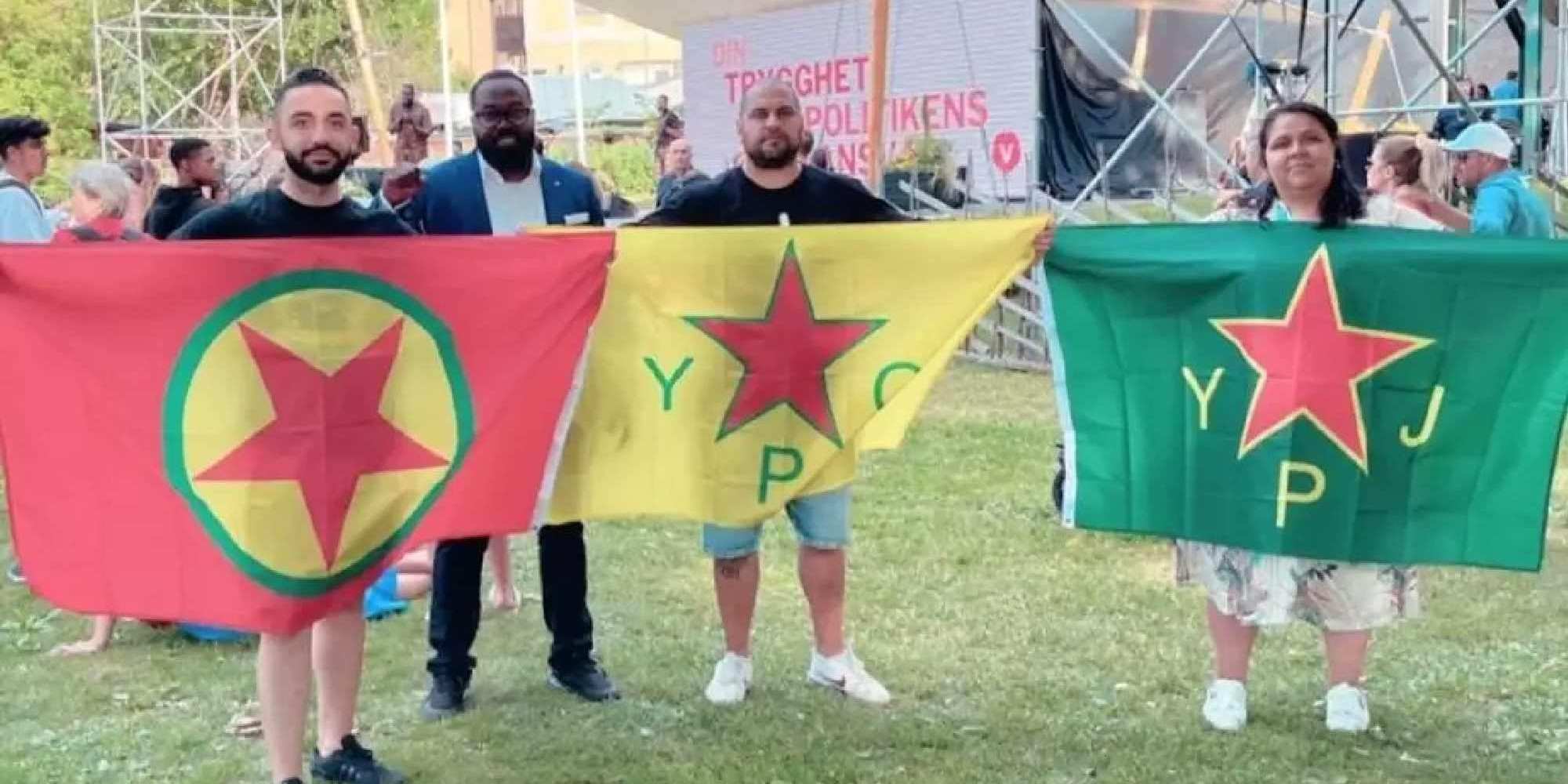 Σουηδοί βουλευτές με σημαία του PKK