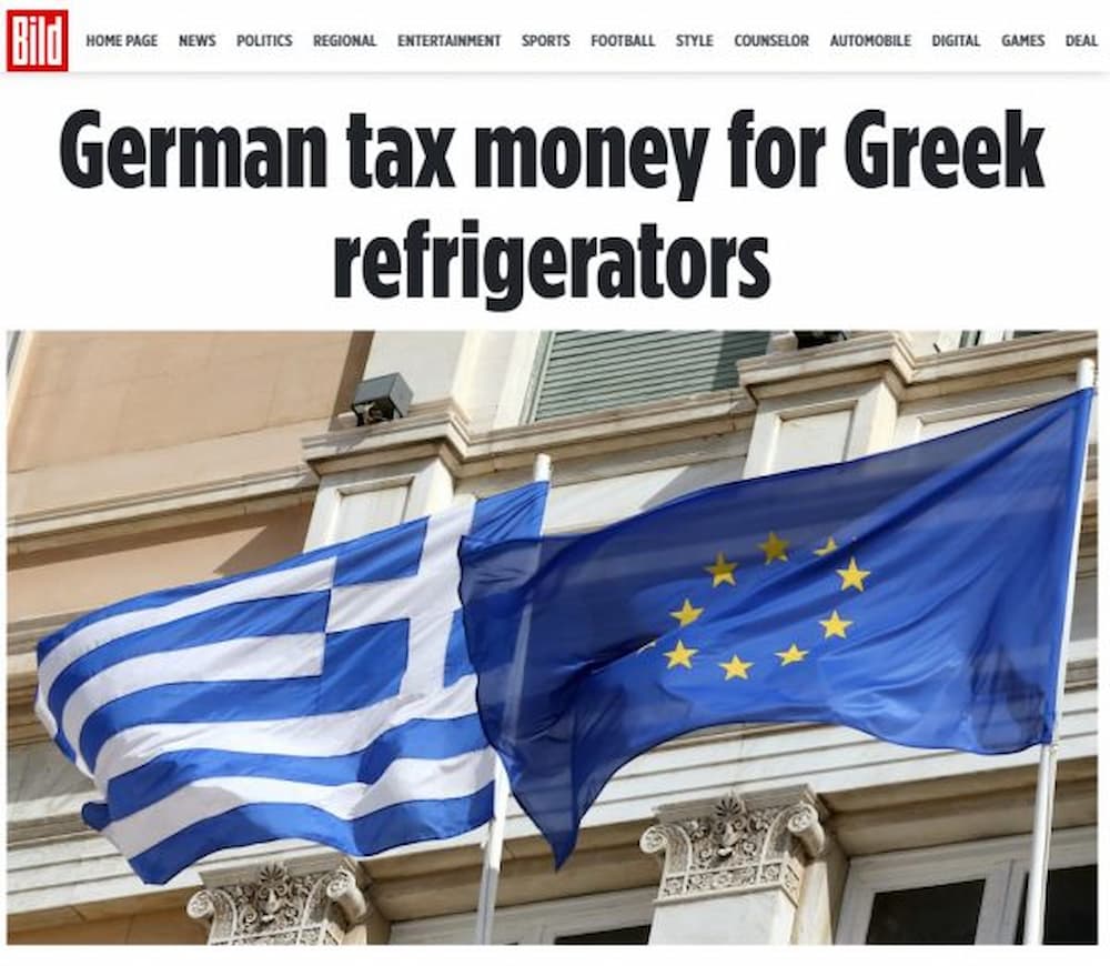 Απίστευτο δημοσίευμα της Bild: «Οι Γερμανοί πληρώνουν την αντικατάσταση οικιακών συσκευών στους Έλληνες»