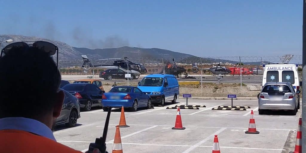 Το ελικόπτερο που πήρε φωτιά στο «Ελ. Βενιζέλος» 