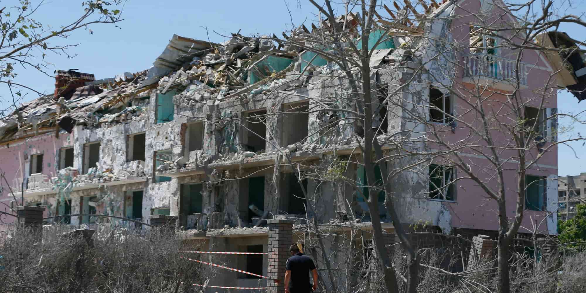 Βομβαρδισμένο τοπίο στην Ουκρανία