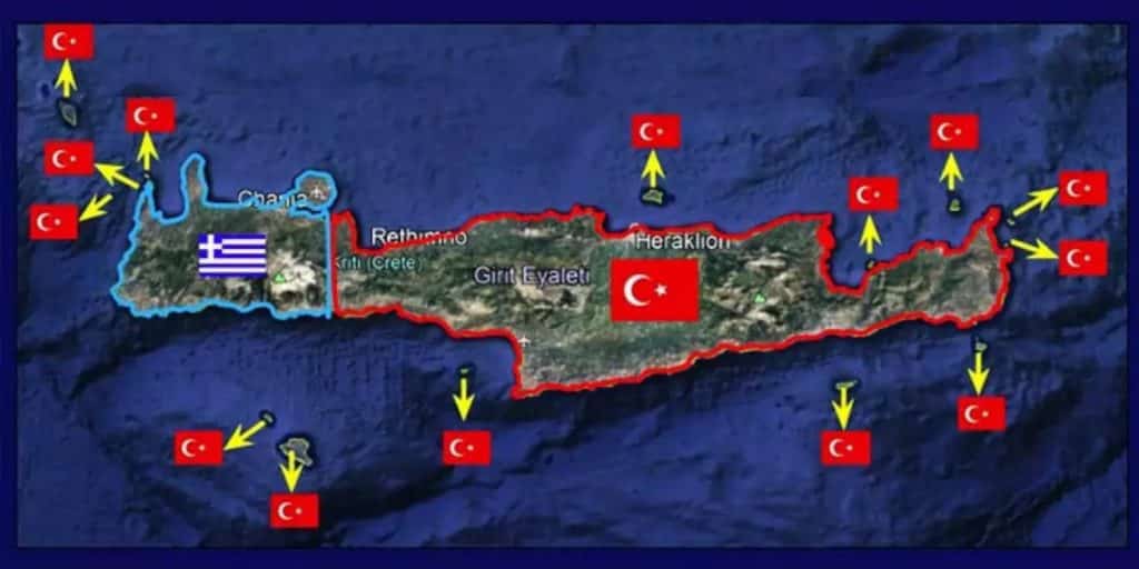 Χάρτη που δείχνει τα 3/4 της Κρήτης υπό τουρκική κατοχή δημοσίευσε μέσο στην Τουρκία
