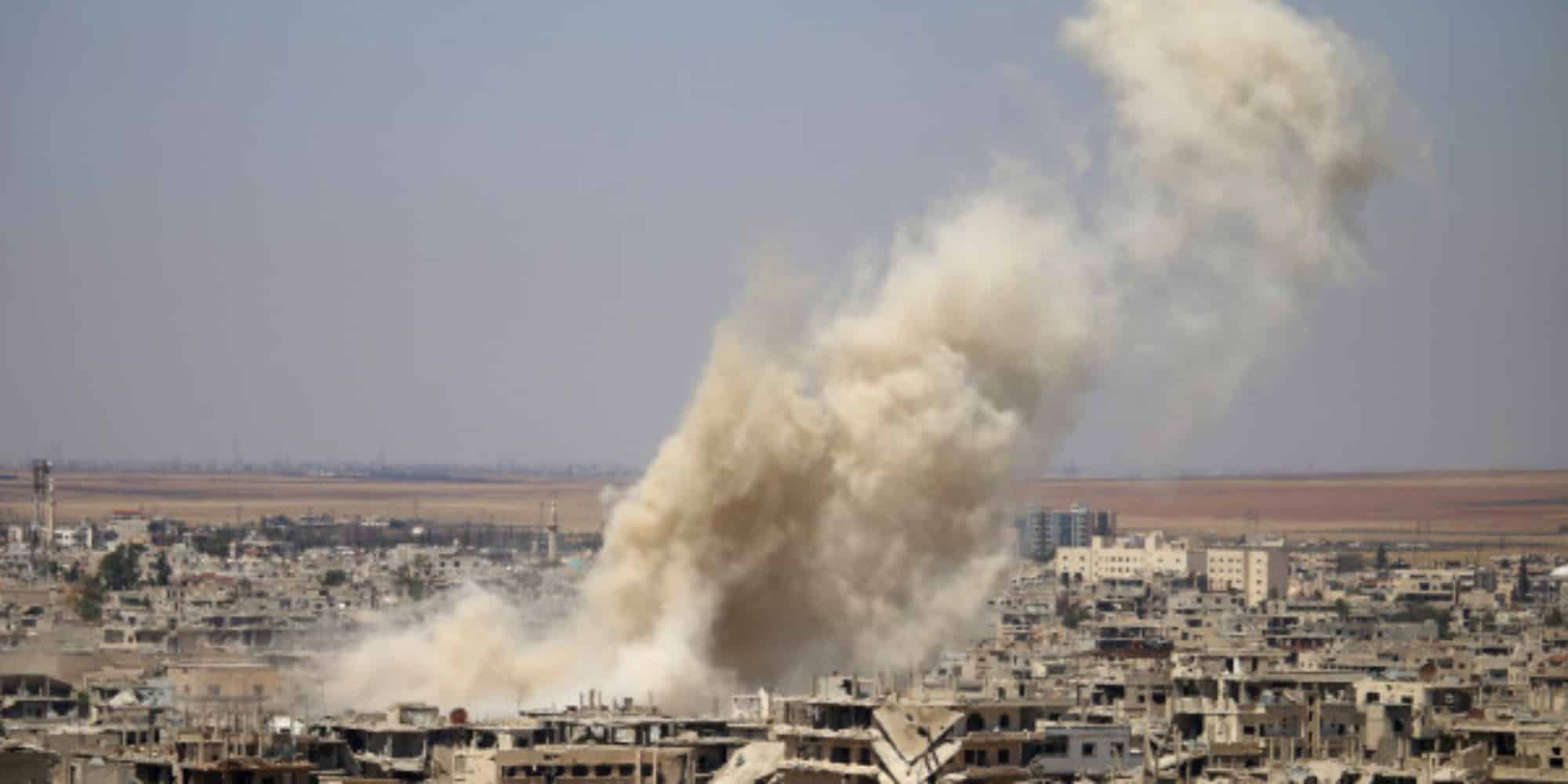 Εικόνα από επίθεση σε πόλη της Συρίας