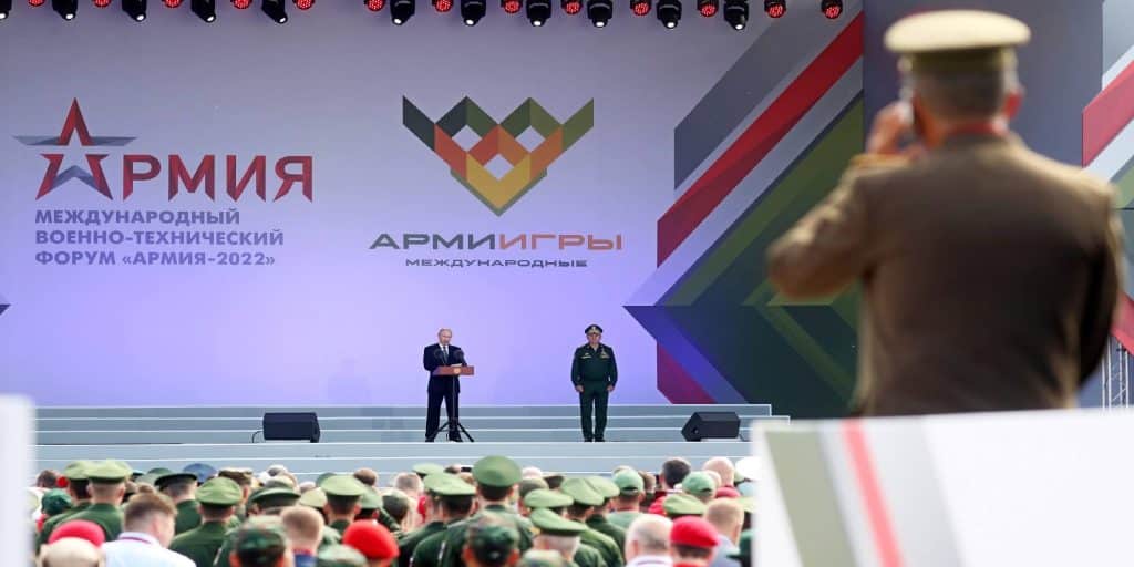 Ο Ρώσος πρόεδρος Βλαντιμίρ Πούτιν στο φόρουμ «Army-2022» που διεξάγεται στην Μόσχα