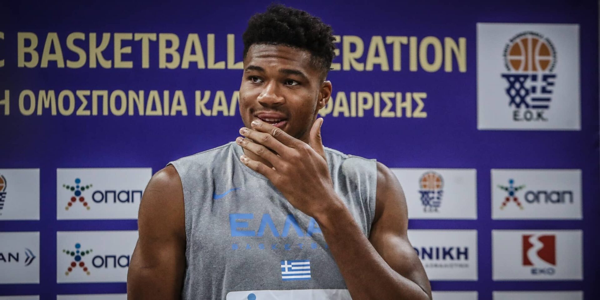 Ο Γιάννης Αντετοκούνμπο στην προπόνηση της Εθνικής Ελλάδας