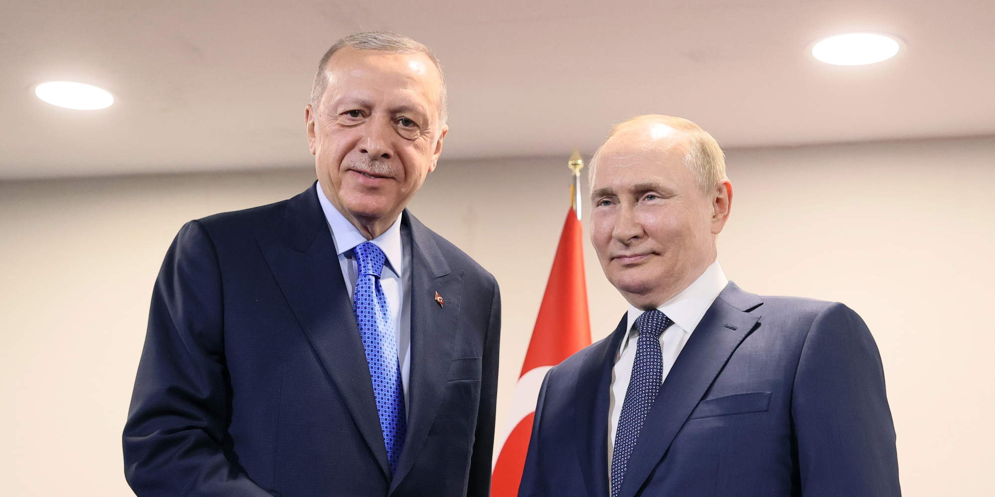 Ο Τούρκος πρόεδρος, Ρετζέπ Ταγίπ Ερντογάν και ο Ρώσος ομόλογός του, Βλαντιμίρ Πούτιν / Φωτογραφία: ΑΠΕ