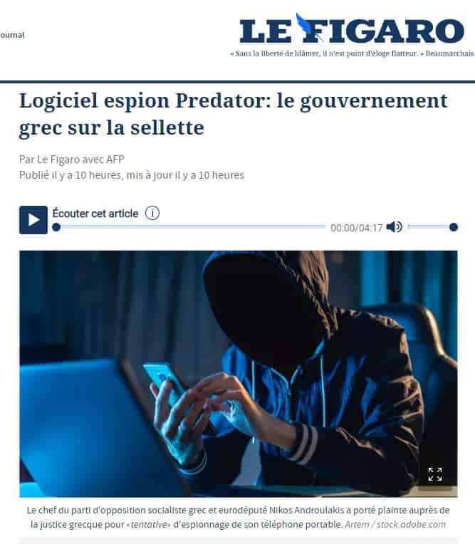 Το άρθρο της γαλλικής Le Figaro για τις παρακολουθήσεις της ΕΥΠ